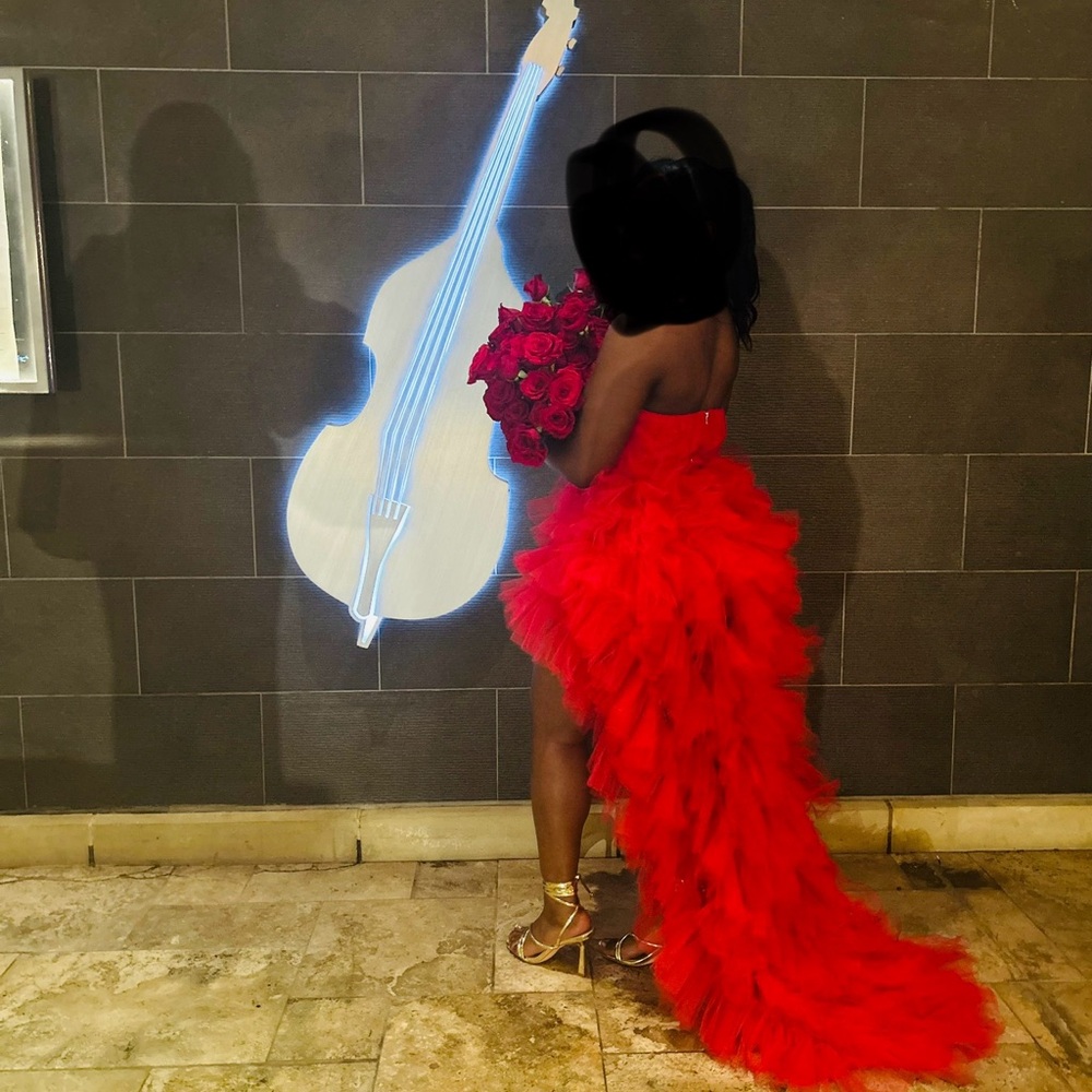 Stunning Red Ruffled Gown
